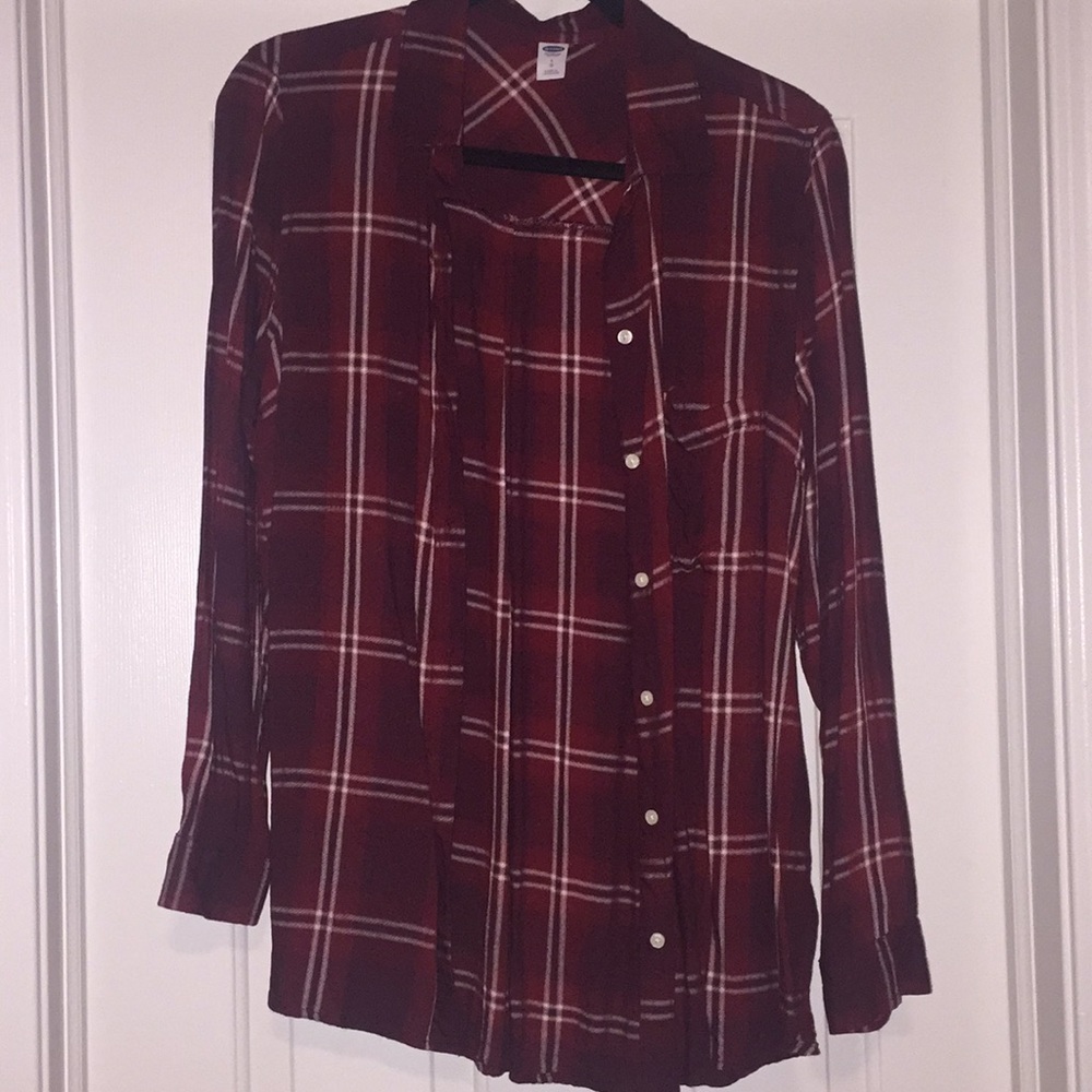 Old Navy burgundy plaid shirt